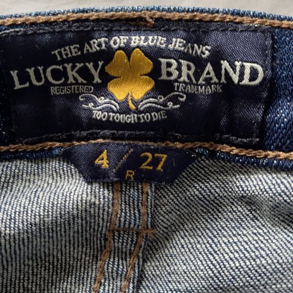 Lucky Brand blue dark wash Sweet Straight Mid-rise stretch cotton jeans Sz 4/27 - Picture 12 of 15